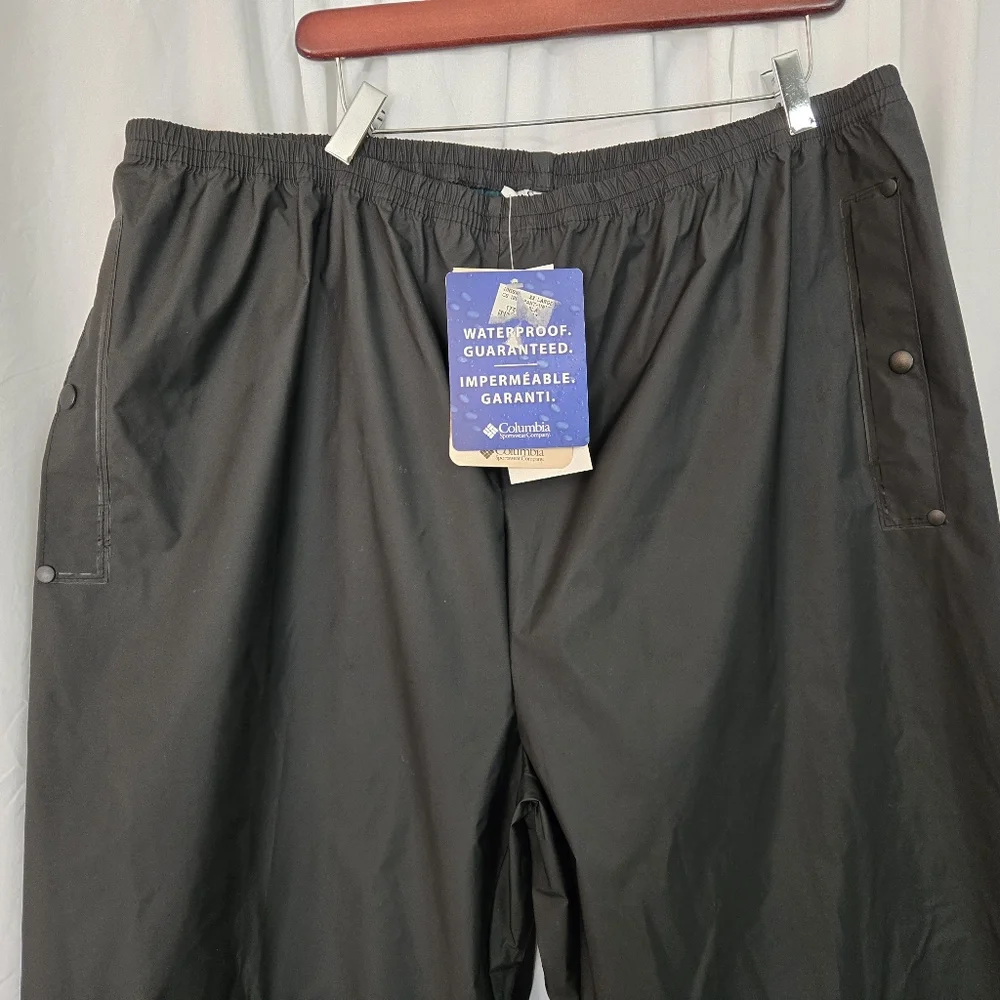 Columbia Black NWT Rainproof  Pull Pants Size XXL